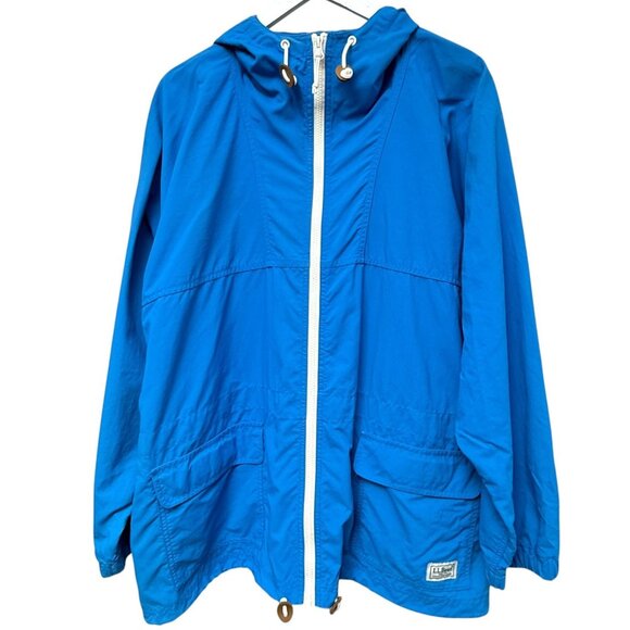 LL Bean Womens Jacket Plus Size 3X Blue Zip Front Windbreaker Outdoor Utility - Picture 1 of 14